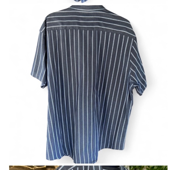 Dark Blue Striped Short Sleeve Shirt - Picture 3 of 10
